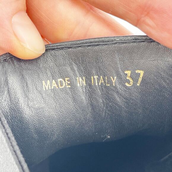 Prada Black Leather Double Gore Lug Sole Block Heel Chelsea Ankle Boot IT 37 - Picture 15 of 16